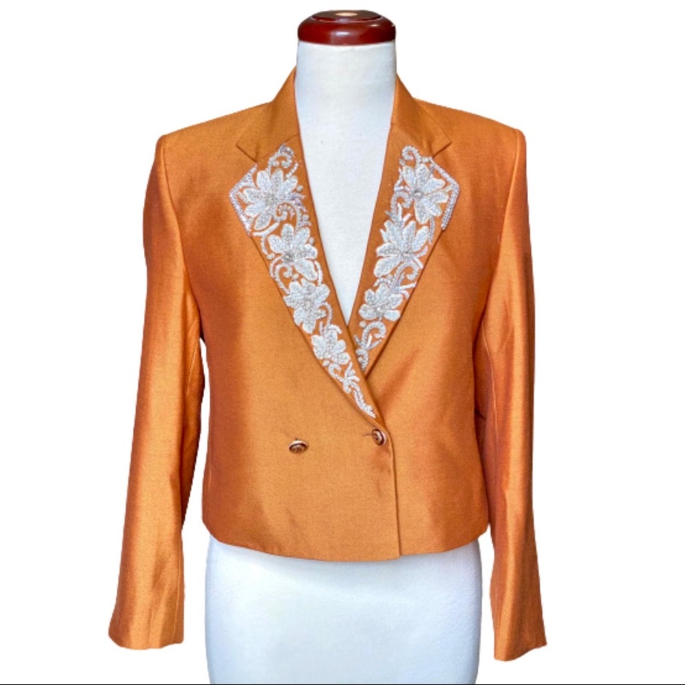 Double press crop hand embroidered jacket/coat - Picture 2 of 6